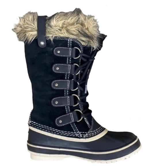 Sorel Shoes - SOREL Joan of Arctic Black Suede Snow Boots with Faux Fur
